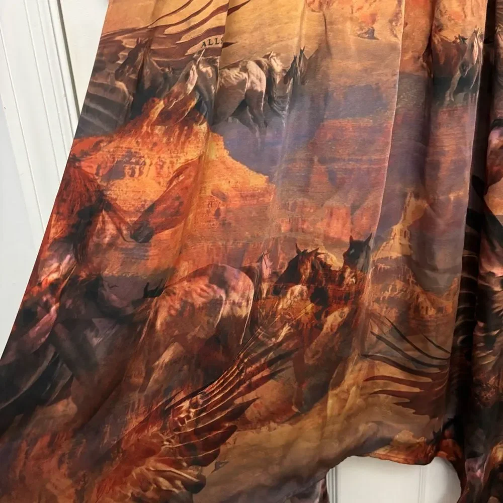 All Saints Dress Horses Horse Girl Estelle Colca Canyon Purple Printed NWT 4